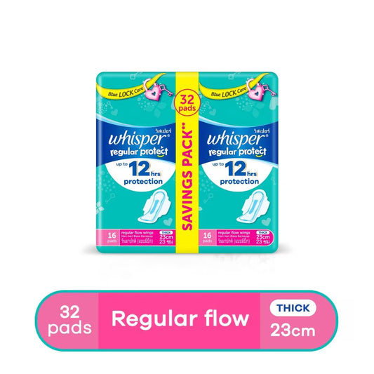 Whisper Ultra Thin Regular Pads – light, flexible, and super absorbent 23cm 2X16s