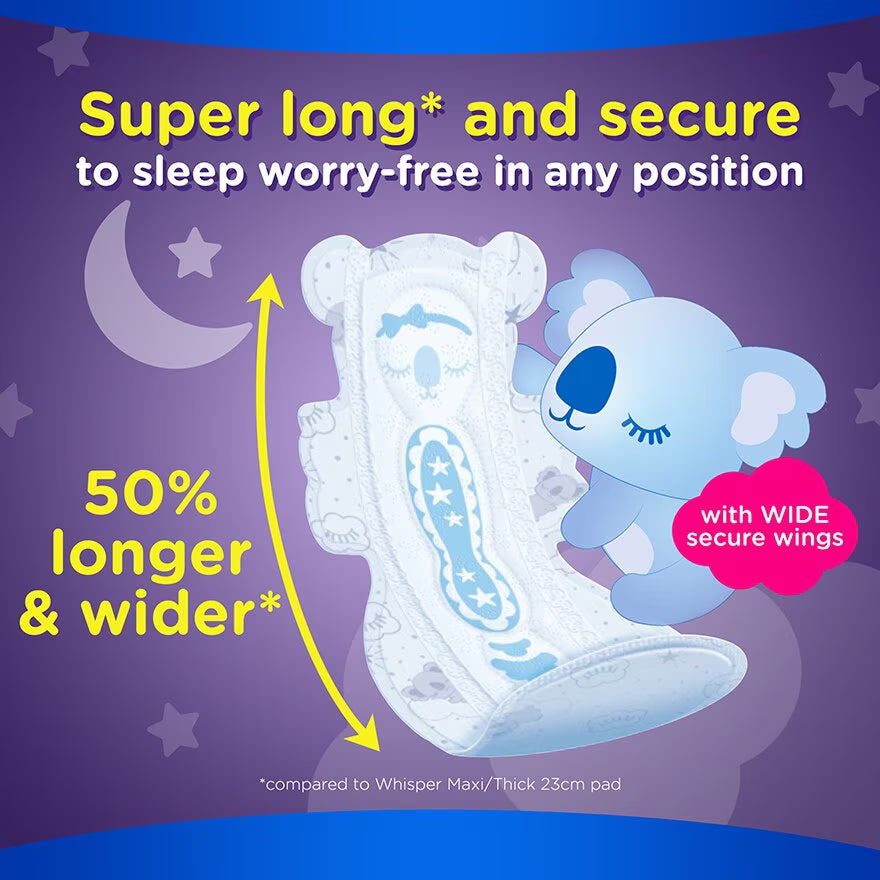 Whisper Koala Overnight Wing Sanitary Pads 36cm 5's