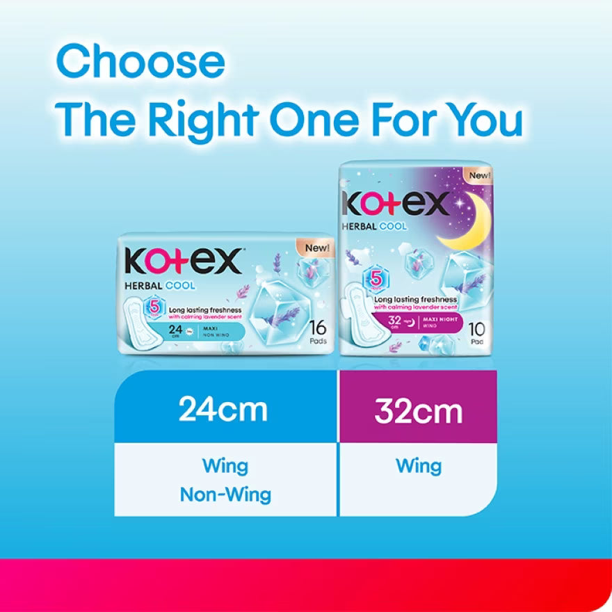 KOTEX Herbal Cool Overnight Wing Pad (10s) Sanitary Pad with Lavender Scent