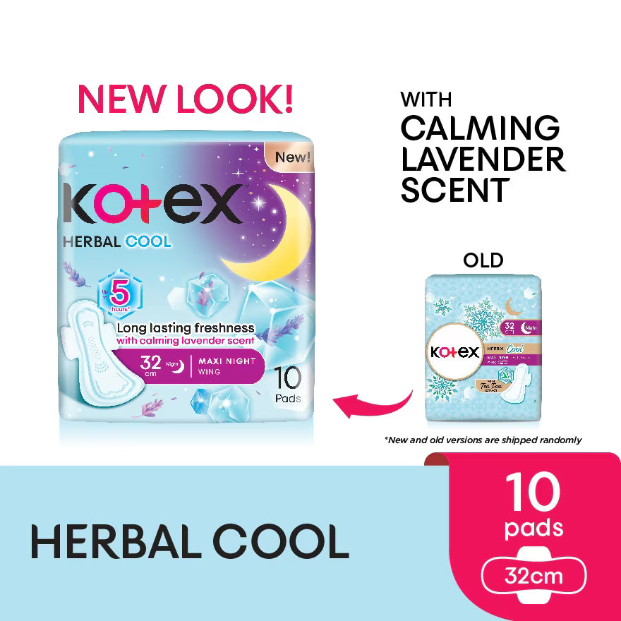 KOTEX Herbal Cool Overnight Wing Pad (10s) Sanitary Pad with Lavender Scent